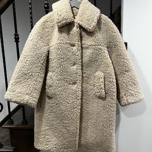 Kate Spade NY Faux Shearling Teddy Coat Jacket Atlantic Sand-Brand New Size M